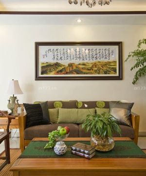 最新中式客厅沙发背景墙装饰画效果图片