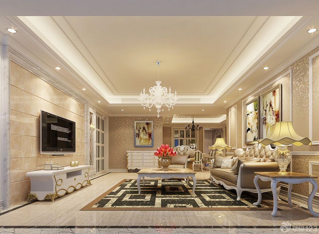 2025最新欧式风格家装客厅墙纸装修效果图片大全