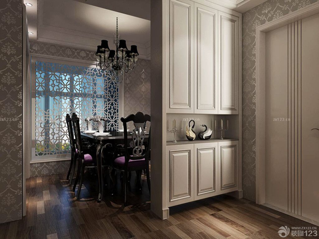 沉稳的家庭玄关隔断柜装修设计效果图片