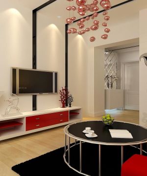 现代小户型家装客厅电视机背景墙设计图片