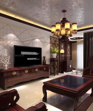 现代中式风格客厅吊灯装修效果图片欣赏
