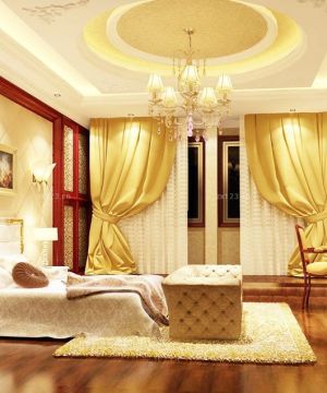 世界顶级别墅黄色窗帘装修效果图片