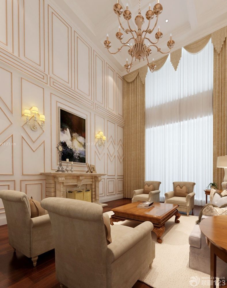 两层别墅客厅墙面装饰画设计效果图欣赏