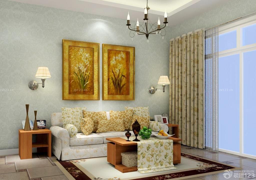 北欧小户型客厅布艺窗帘装修效果图片大全