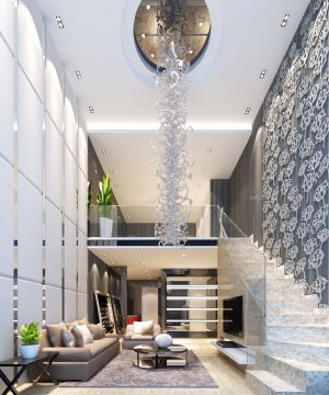 2023最新现代两层别墅客厅墙面装饰设计图片