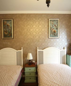 2023最新美式卧室花纹壁纸装修效果图片