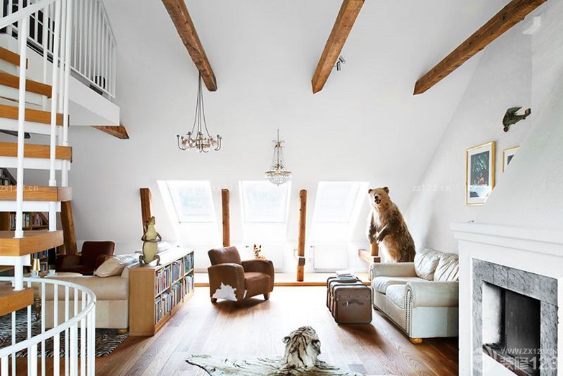 美式风格小户型复式楼装修效果图大全2025图片