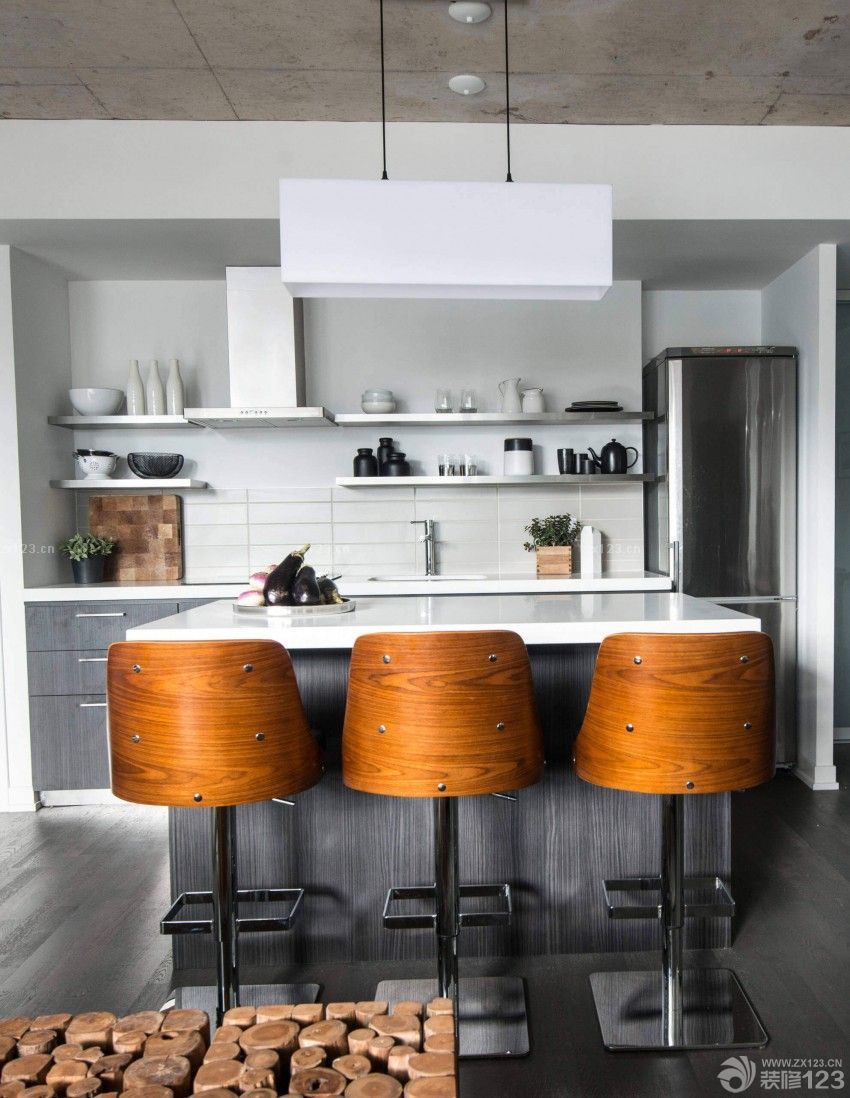 最新经典复式单身公寓吧台设计图片2025