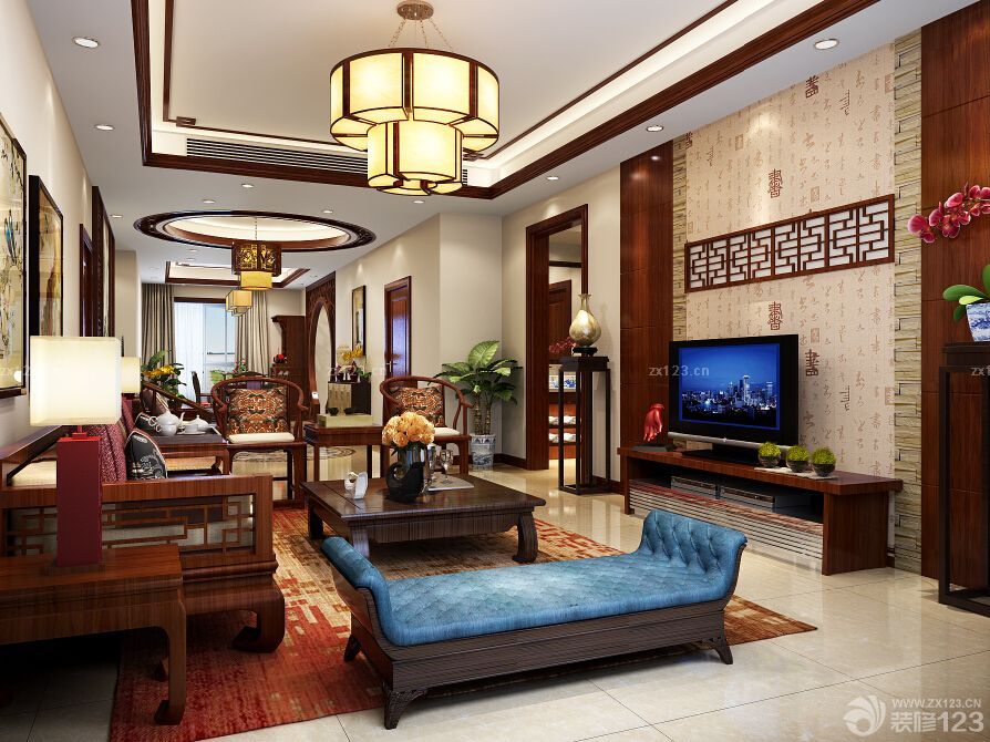 最新中式古典风格客厅家具装修效果图片