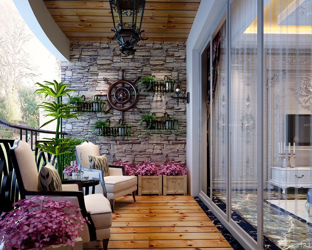 欧式风格客厅阳台木质吊顶装修效果图大全2025图片