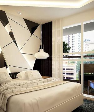 时尚小户型复式楼卧室床头背景墙装修效果图大全2023图片