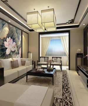 2023中式别墅客厅灯具设计装修效果图欣赏