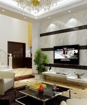 2023最新两层小别墅客厅电视背景墙设计图