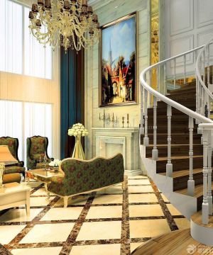 2023两层小别墅客厅布艺窗帘设计图片欣赏