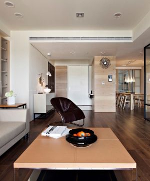 最新现代小户型客厅装饰深褐色木地板装修效果图片大全