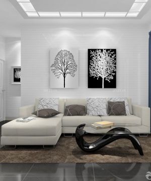 2023现代90平两室两厅简约客厅沙发背景墙装修效果图欣赏