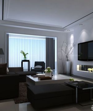 90平两室两厅简约客厅电视墙装修样板间大全