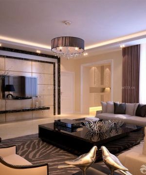 最新90平两室两厅时尚简约客厅装修图片欣赏