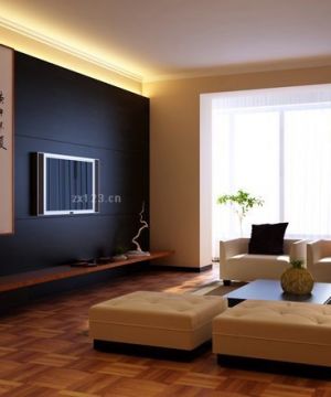 现代中式风格客厅电视墙装修图片欣赏