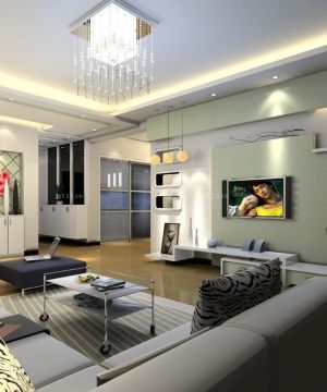 2023最新小户型客厅沙发水晶吊灯效果图片