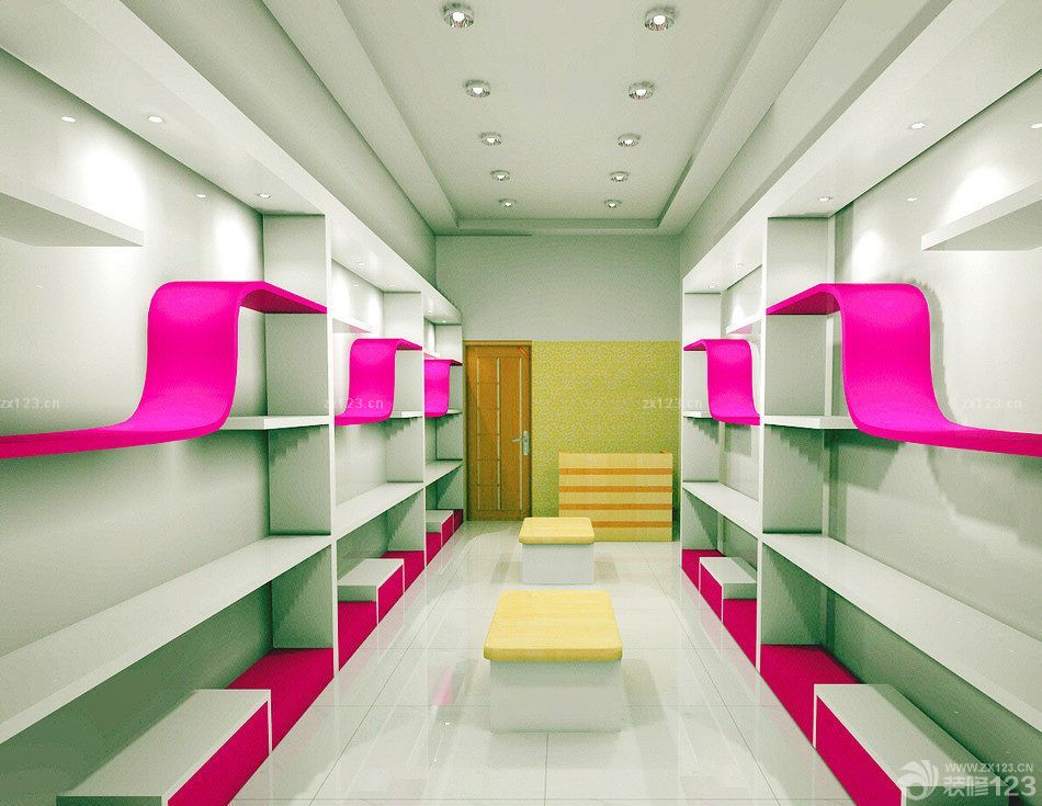 商场展示架鞋柜装修设计效果图2025款