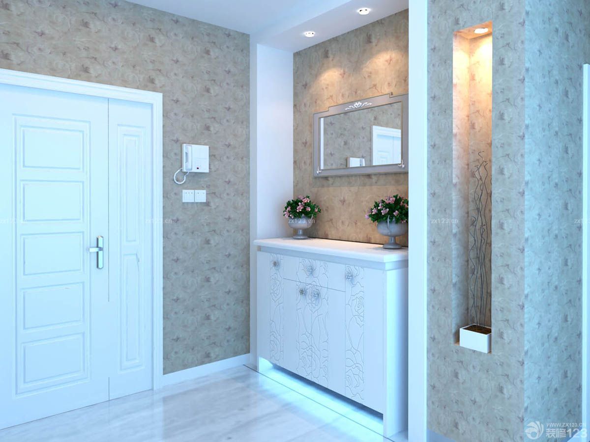 唯美小户型进门鞋柜设计装修效果图2025