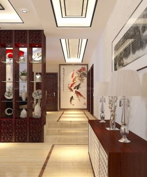 中式风格门厅鞋柜装修效果图片