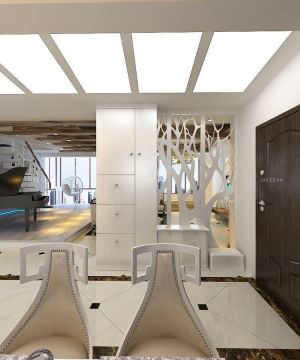 2025经典复式楼玄关鞋柜设计装修效果图