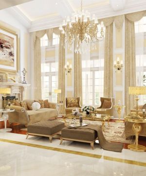 欧式别墅室内客厅组合沙发装修图片