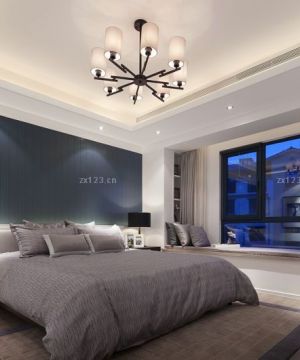 最新现代主卧室床头背景墙装修设计效果图