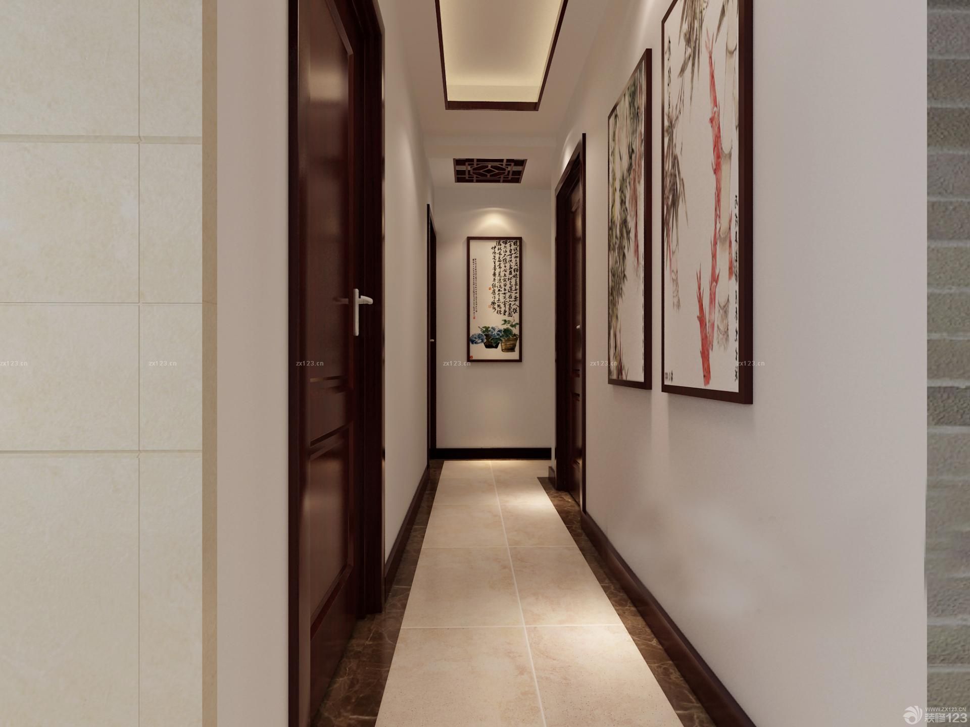 140平米中式房屋走廊玄关装修效果图欣赏