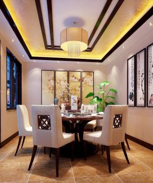 最新140平米现代中式餐厅装修效果图