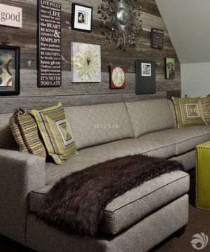最新90平带平顶阁楼小户型沙发背景墙设计效果图片欣赏