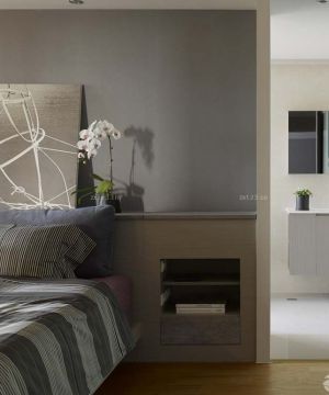 家装现代简约90平米小户型浪漫的主卧室卫生间装修图片