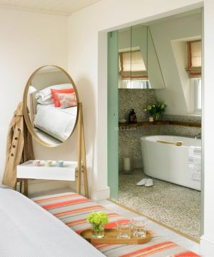 2023美式风格家居90平米小户型浪漫的主卧室卫生间装修效果图