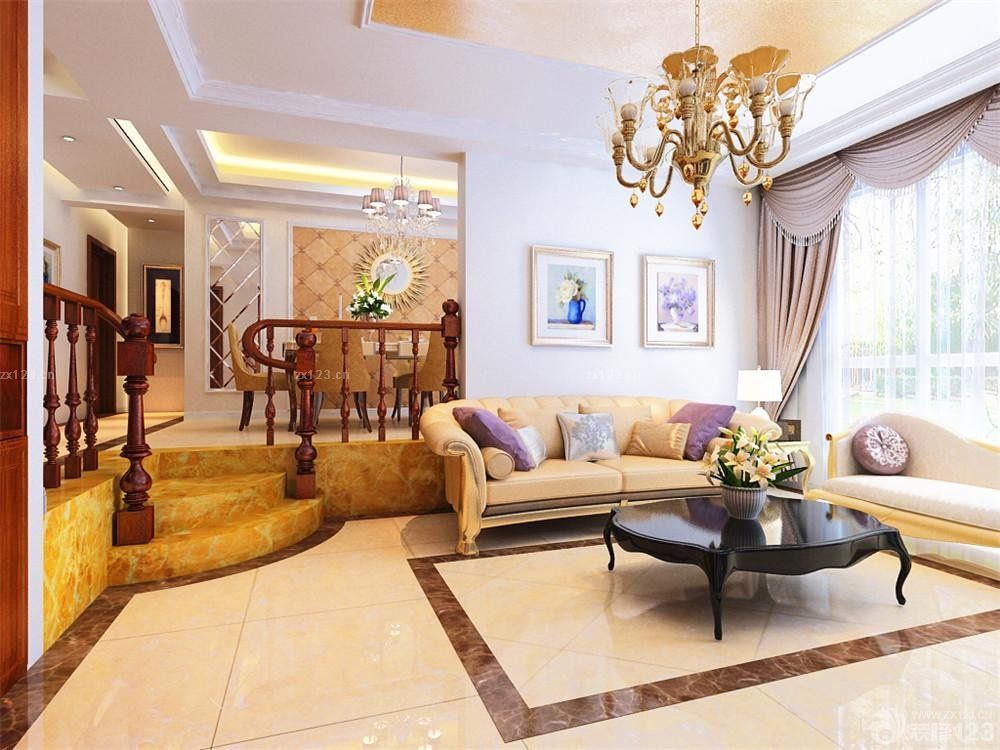 2025小户型错层玄关吊灯装修效果图