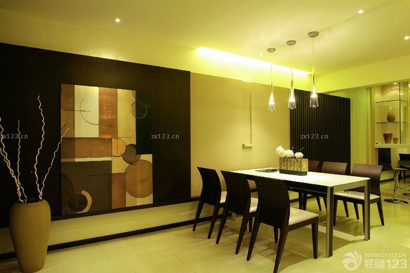 后现代风格家居餐厅背景墙装修效果图