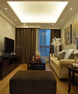 最新现代简约客厅纯色窗帘装修效果图片大全