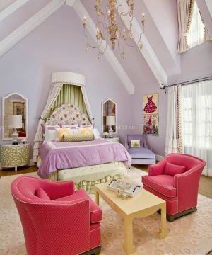 美式别墅设计90后女生卧室装修效果图欣赏