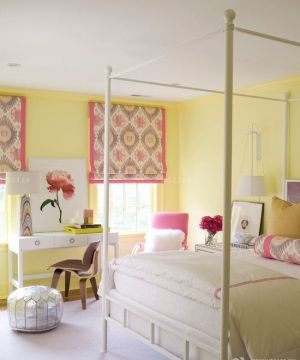 最新90后女生卧室黄色墙面装修效果图片大全