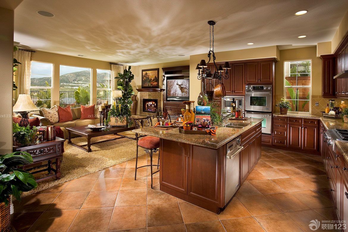 2025最新传统农村别墅设计棕色橱柜装修样板