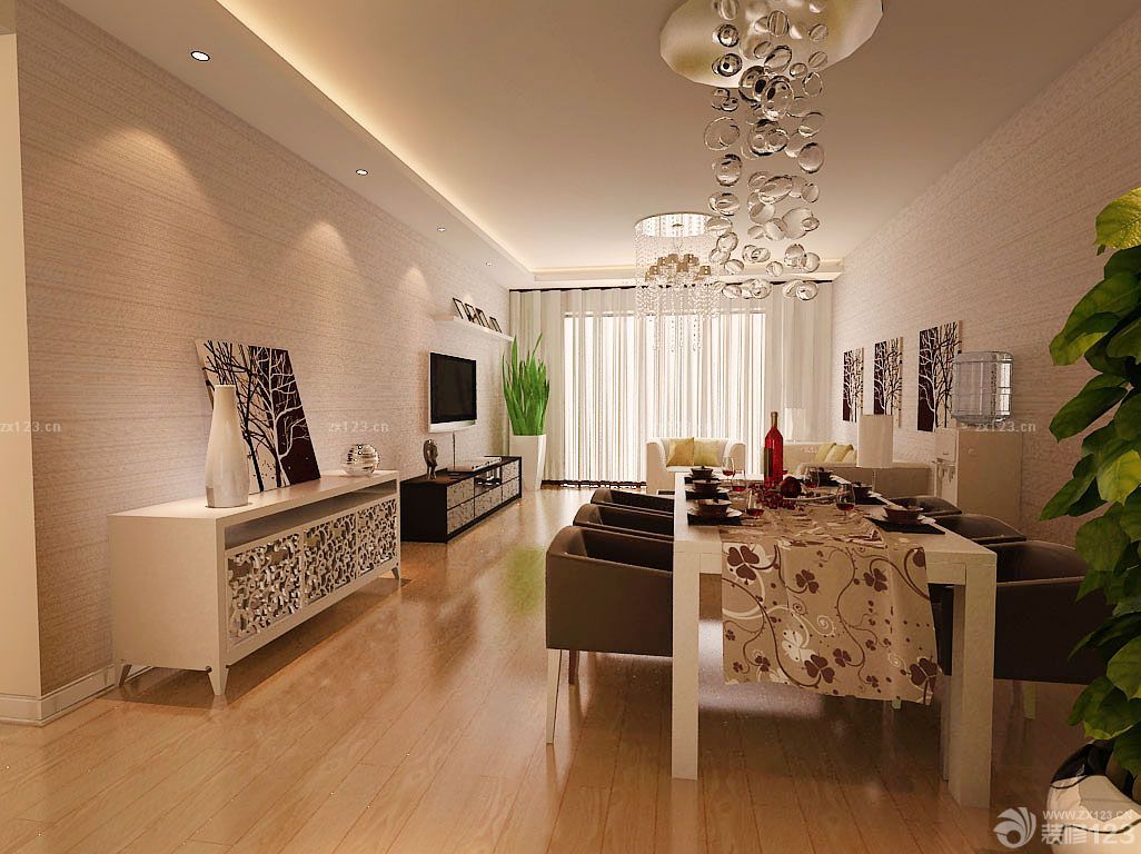 别墅现代欧式风格客餐厅装修效果图欣赏2025