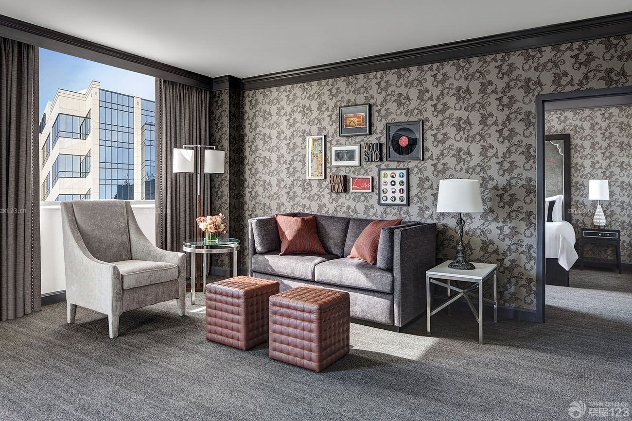 最新别墅欧式花纹壁纸装修图片