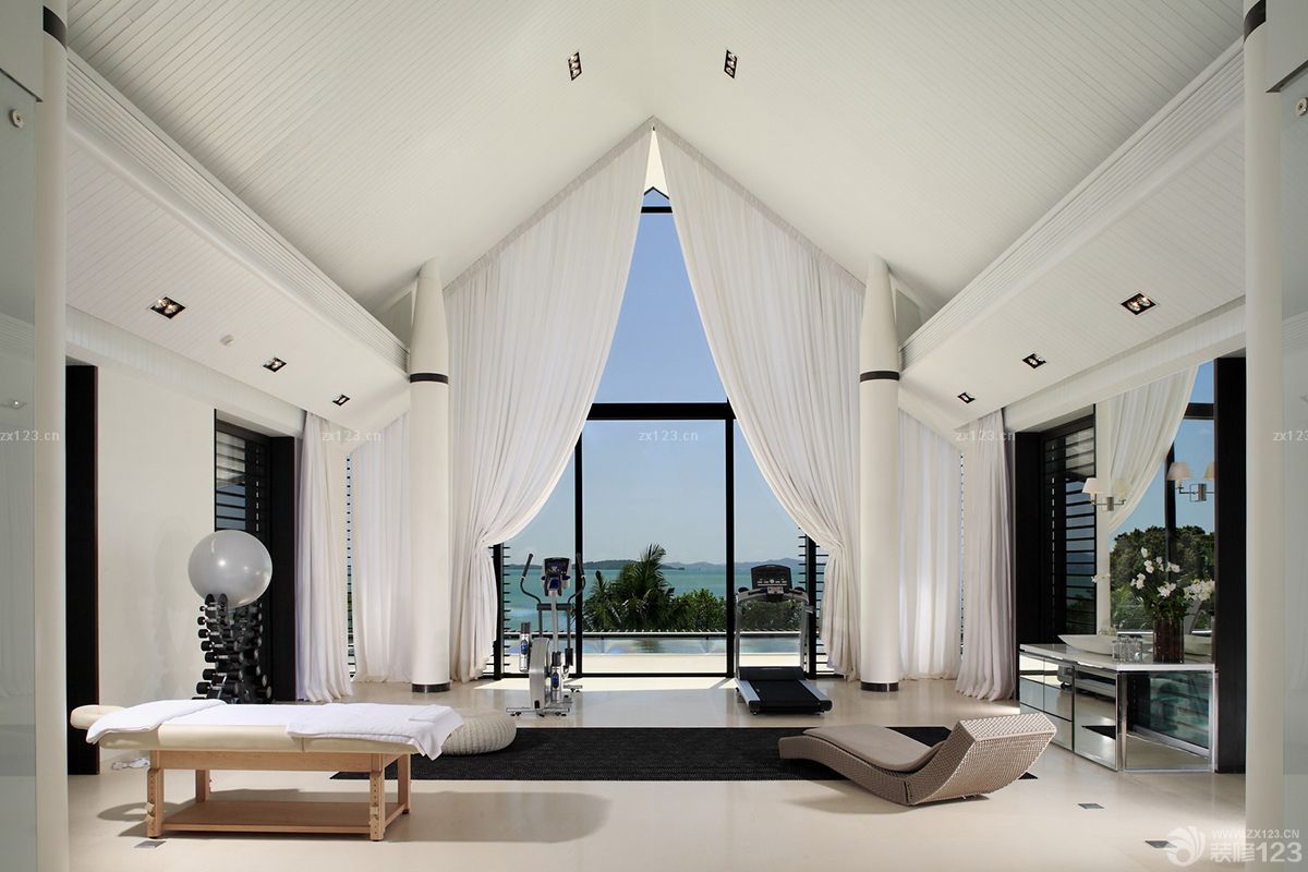 2025豪华别墅样板房白色窗帘装修实景图大全