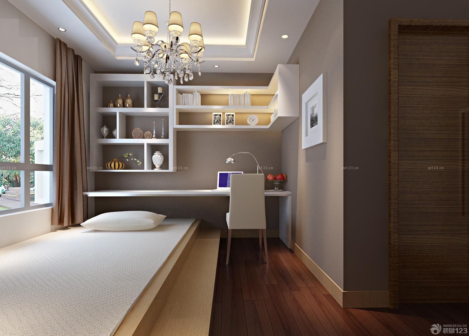 最新小户型装修榻榻米深褐色木地板装修图片欣赏2025