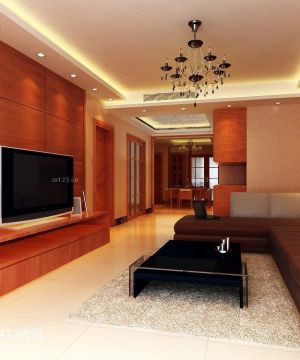 最新简中式家装客厅转角沙发装修效果图欣赏