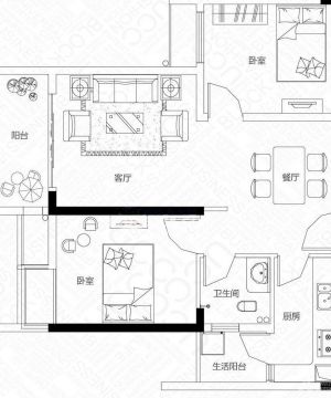最新80平米两室两厅一厨一卫装修平面图大全2025