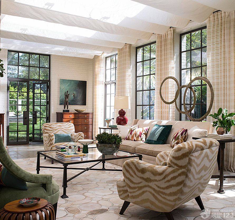 2025农村别墅格子窗帘设计效果图片