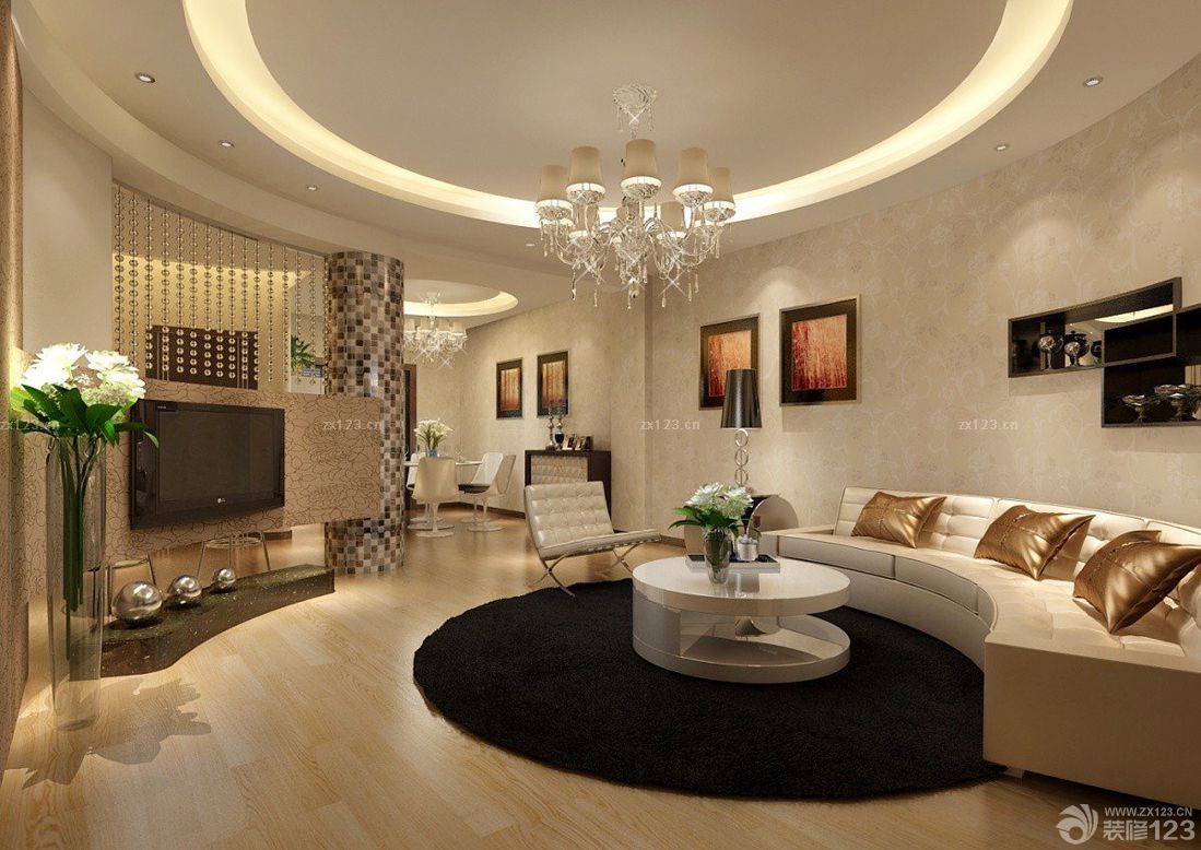 现代客厅多人沙发装修效果图2025