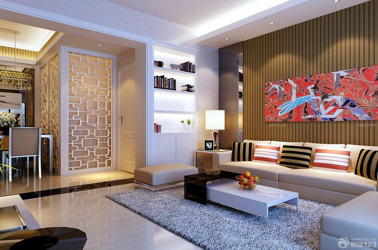 简约客厅沙发背景墙装饰画装修效果图片